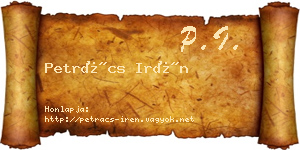 Petrács Irén névjegykártya